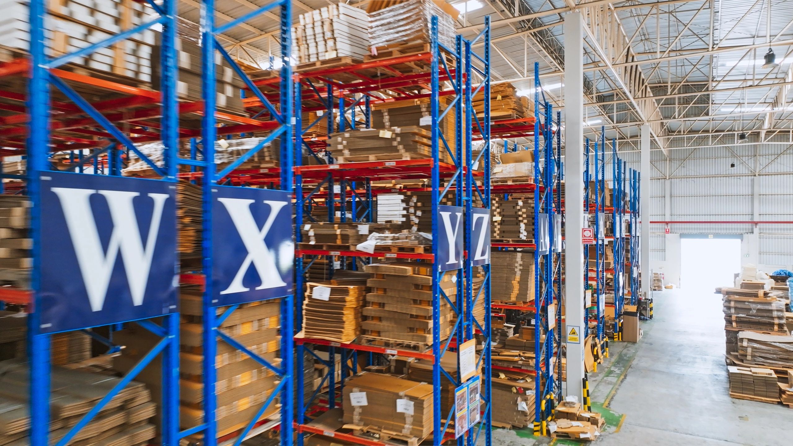 Warehouse shelves and logistics inventory for global sourcing